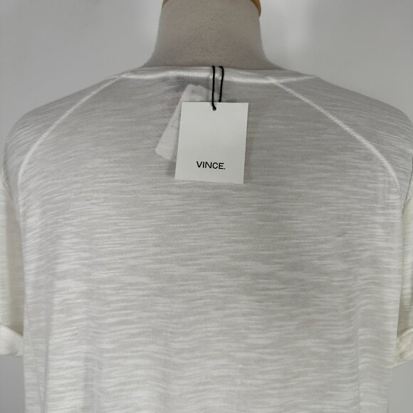 NWT Vince. White Boat Neck Short Sleeve Cotton Roll Sleeve T-Shirt Sz L MSRP $69 - Picture 10 of 15